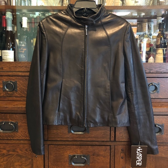 Kasper Jackets & Blazers - Burnished Lamb Leather Jacket